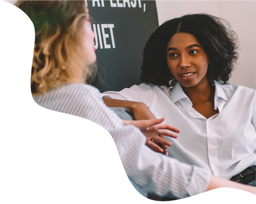 Two woman having a discussion